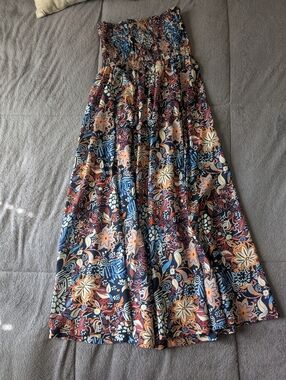 Floral Smocked Wide Legged in Navy and Peach
